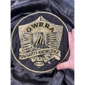 Vintage ASW Satin Jacket GWRRA Gold Wing Biker Varsity Stripes XL